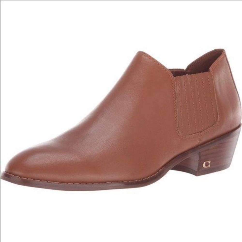 Coach COH Leather Tan Saddle Ankle Boots 8.5 NWOT
